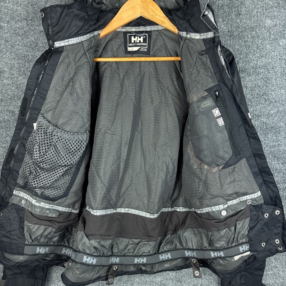 Y2K Helly Hansen Ski Jacket Shell Womens Medium HellyTech Black Full Zip - Picture 4 of 16